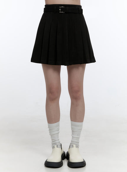 pleated-a-line-mini-skirt-oo407 / Black