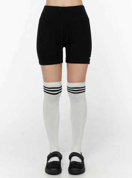 ribbed-high-waist-biker-shorts-iu522 / Black