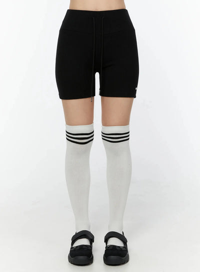 ribbed-high-waist-biker-shorts-iu522 / Black