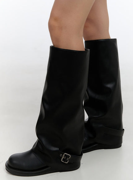 maxi-solid-buckle-boots-cs406 / Black