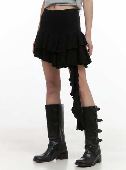 essential-solid-print-mini-skirt-cs413 / Black