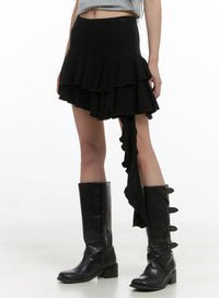 essential-solid-print-mini-skirt-cs413 / Black