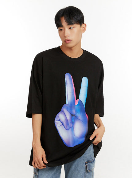 mens-oversized-graphic-t-shirt-iu426 / Black