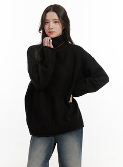 cozy-knit-turtle-neck-sweater-on429 / Black