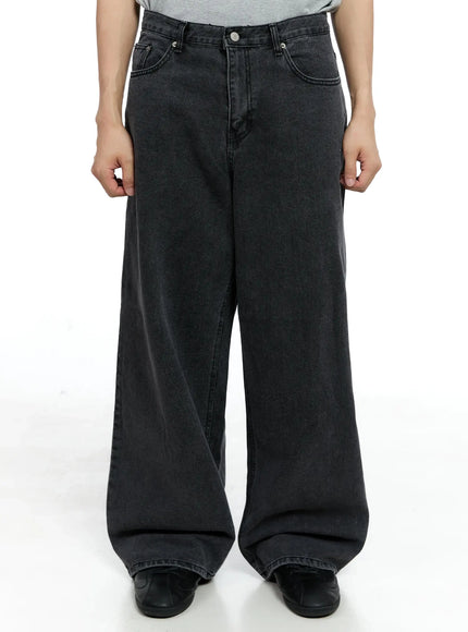 mens-classic-wide-leg-jeans-ig520 / Black
