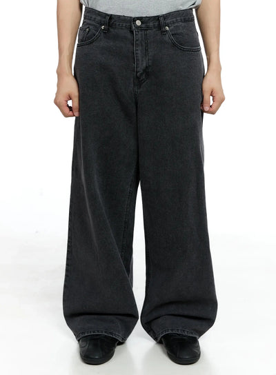mens-classic-wide-leg-jeans-ig520 / Black