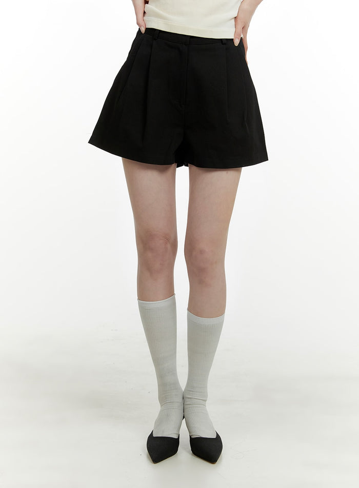 cotton-pintuck-shorts-oa405 / Black