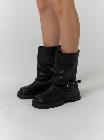 buckle-midi-boots-cd318 / Black