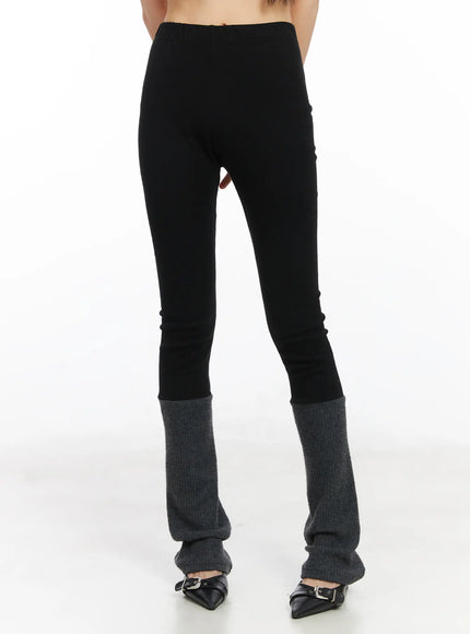 two-tone-fleece-leggings-cd522 / Black