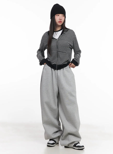 レフルイ　Le-Fluy パーカー Striped Zip-Up Hoodie CU517 - Acubi style | LEWKIN