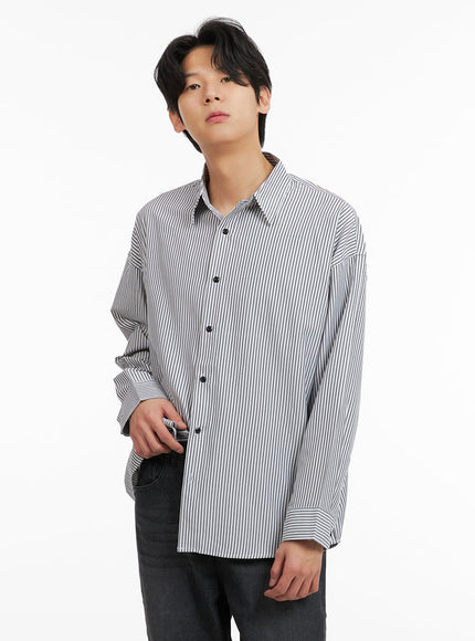 mens-stripe-collared-shirt-ia402 / Black