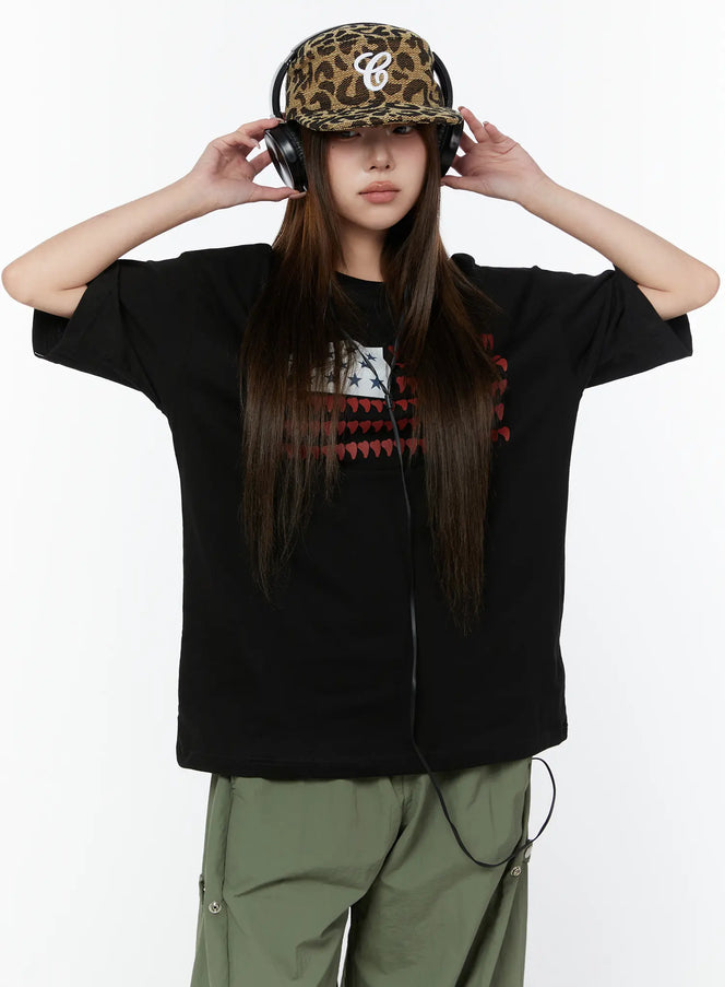 oversized-graphic-tee-cy519 / Black