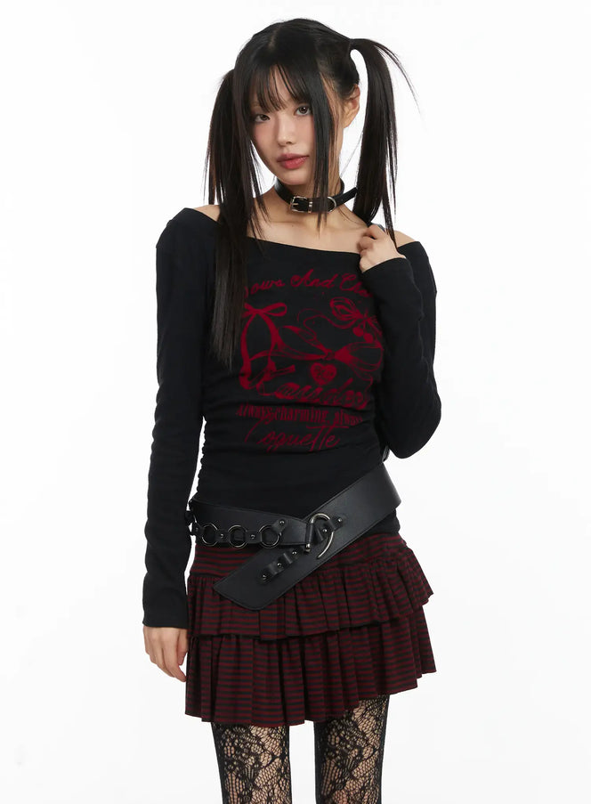 off-shoulder-long-sleeve-top-cd519 / Black