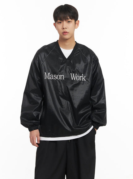 mens-v-neck-oversized-graphic-sweatshirt-im517 / Black