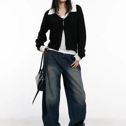 cozy-open-front-knit-cardigan-cg526 / Black