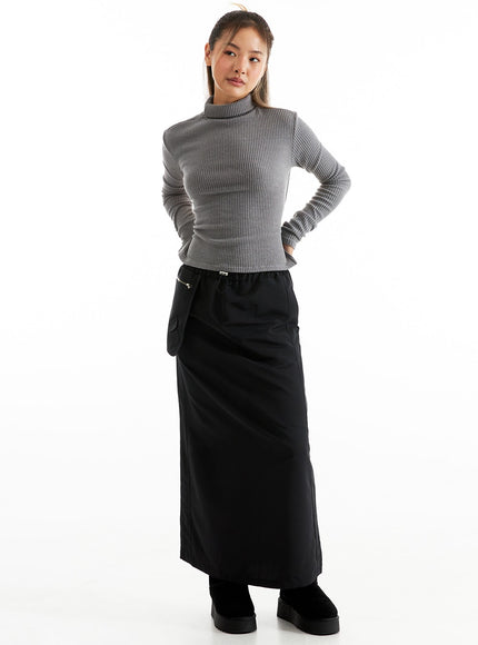 zippered-maxi-skirt-co313 / Black