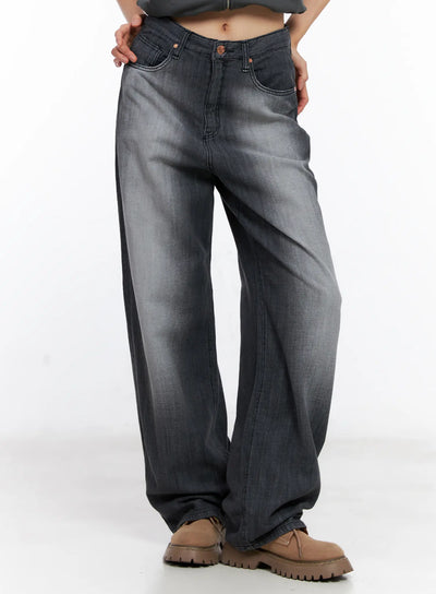 bomi-washed-wide-leg-denim-jeans-cl529 / Black