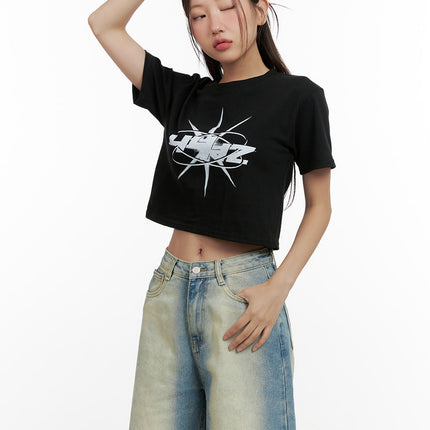 acubi-graphic-crop-tee-cl431 / Black
