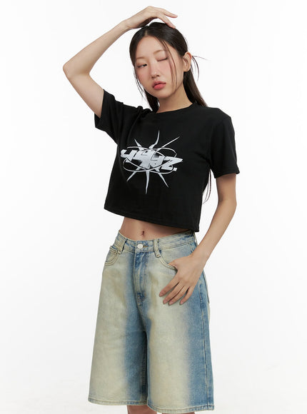 acubi-graphic-crop-tee-cl431 / Black