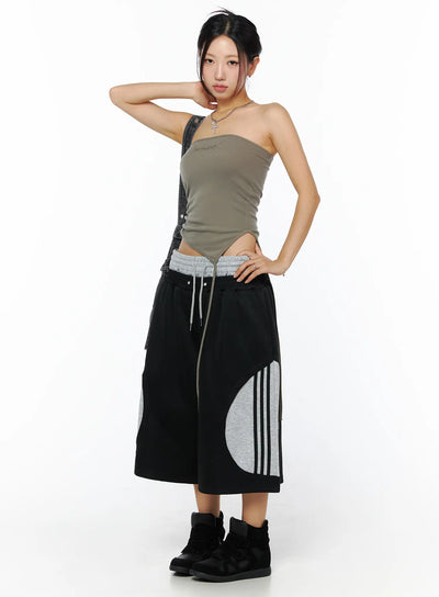 layered-track-bermuda-shorts-cu515 / Black