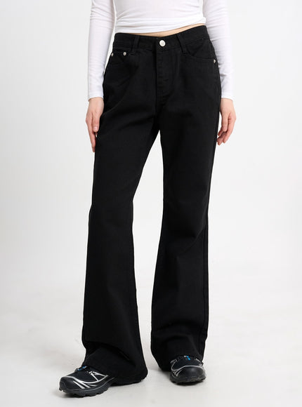 solid-cotton-straight-pants-cm415 / Black