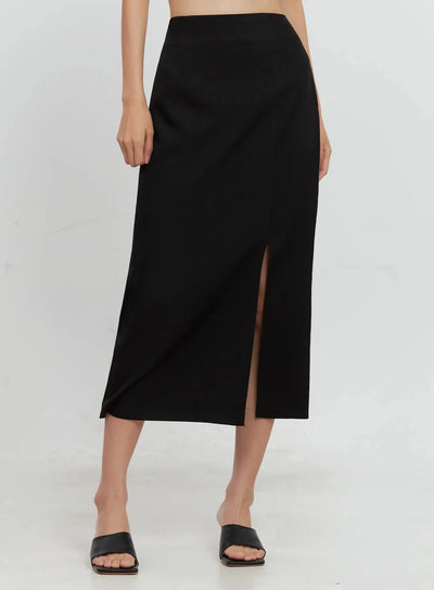 side-slit-midi-skirt-il528 / Black