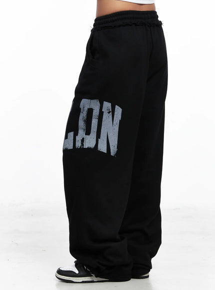 side-graphic-wide-leg-sweatpants-co510 / Black