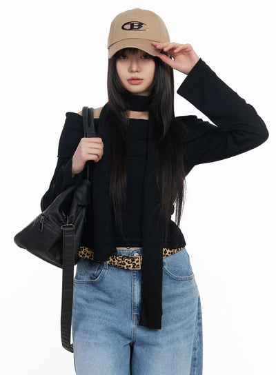 basic-off-shoulder-ribbed-long-sleeve-top-cm512 / Black