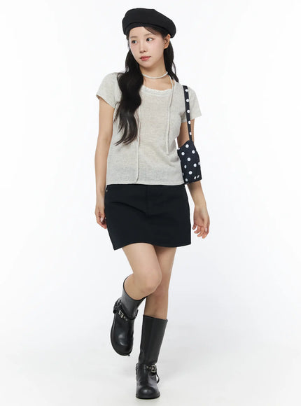 basic-mini-skirt-cy522 / Black