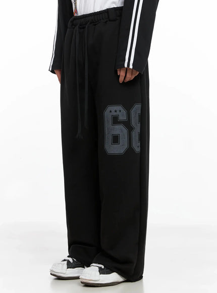mens-number-graphic-sweatpants-io517 / Black