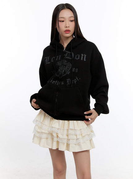 comfy-graphic-zip-up-hoodie-cn421 / Black