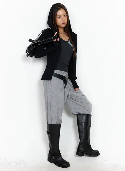 shane-button-slim-fit-hooded-cardigan-iy515 / Black