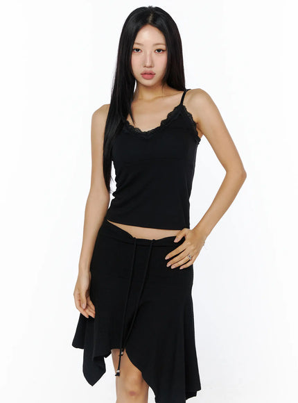 lace-trim-camisole-top-cu512 / Black