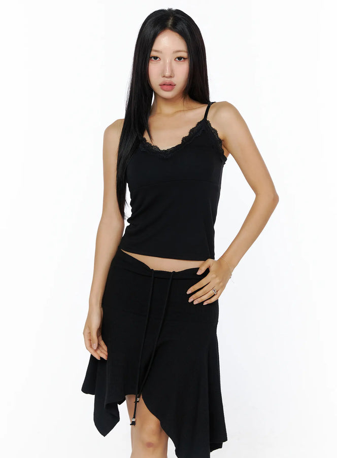 lace-trim-camisole-top-cu512 / Black