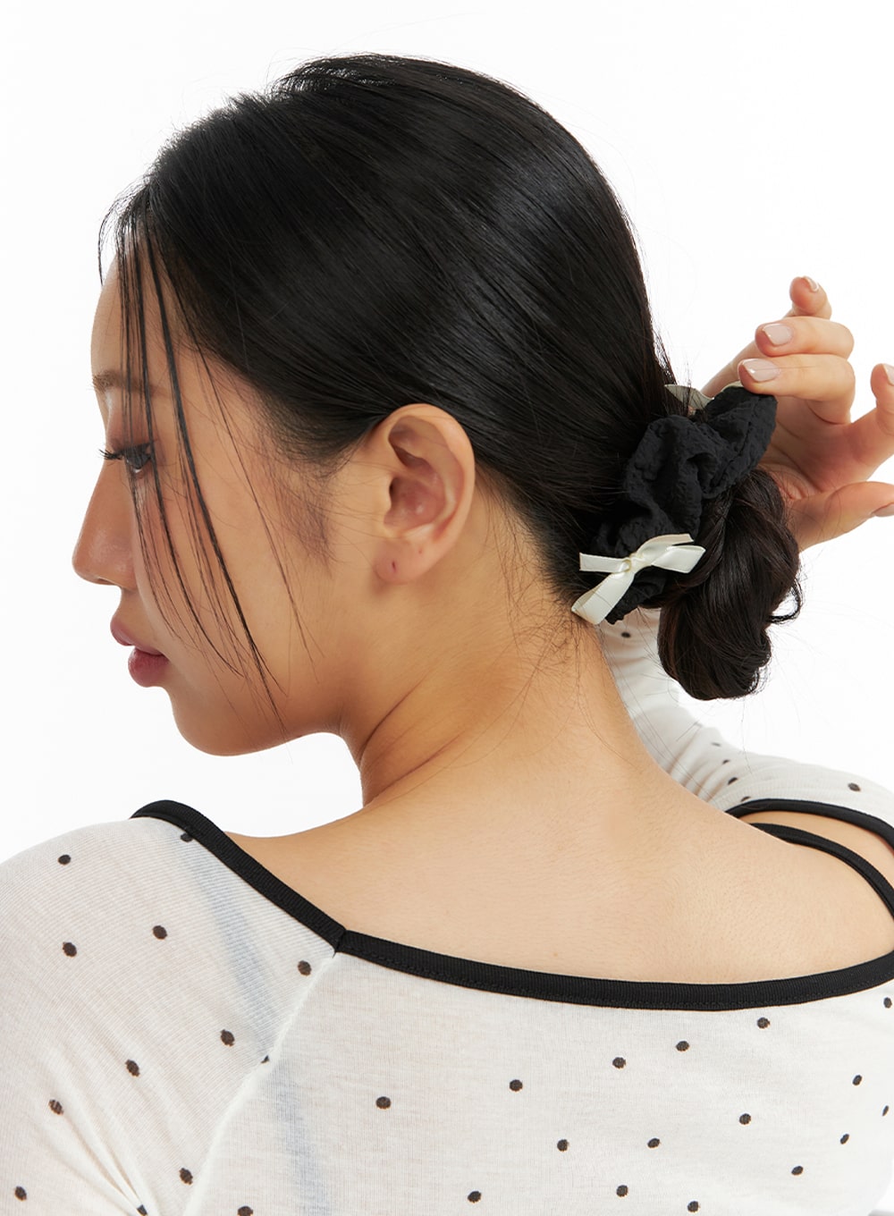 ribbon-hair-scrunchie-if421 / Black