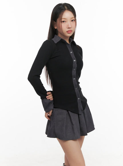 elegant-slim-fit-button-up-shirt-cd413 / Black