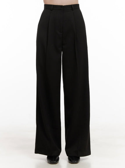 pintuck-solid-wide-fit-pants-od403 / Black