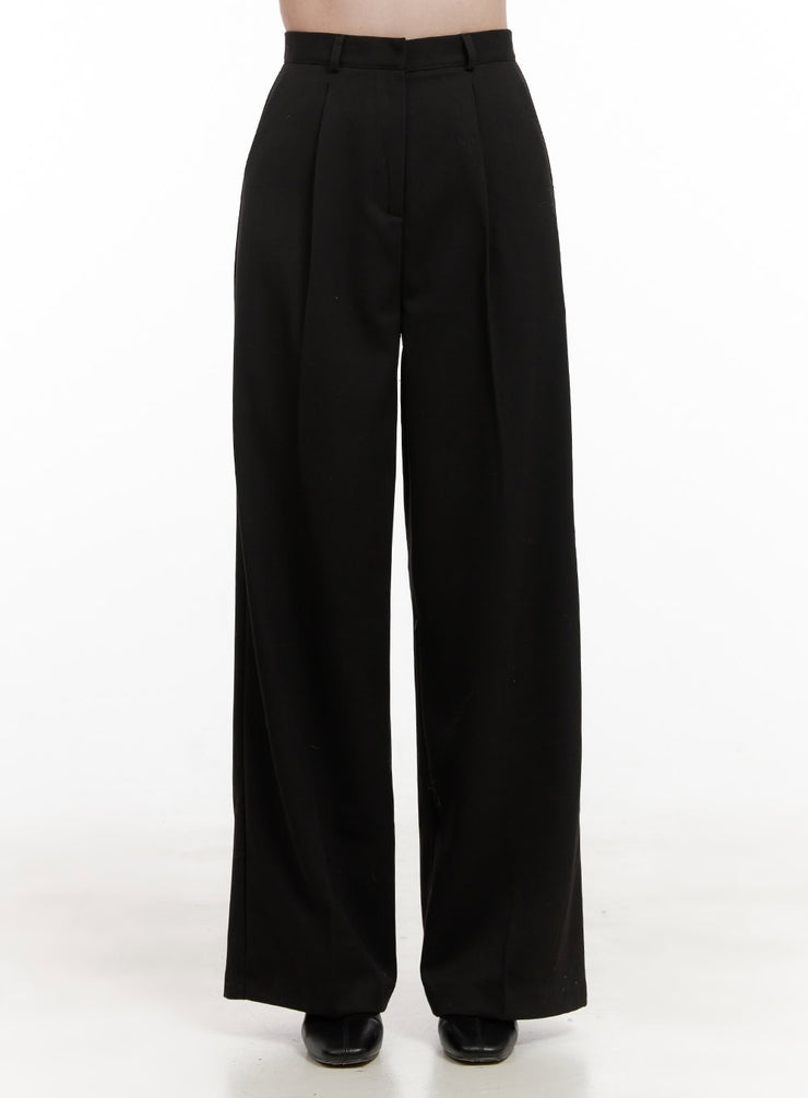 pintuck-solid-wide-fit-pants-od403 / Black