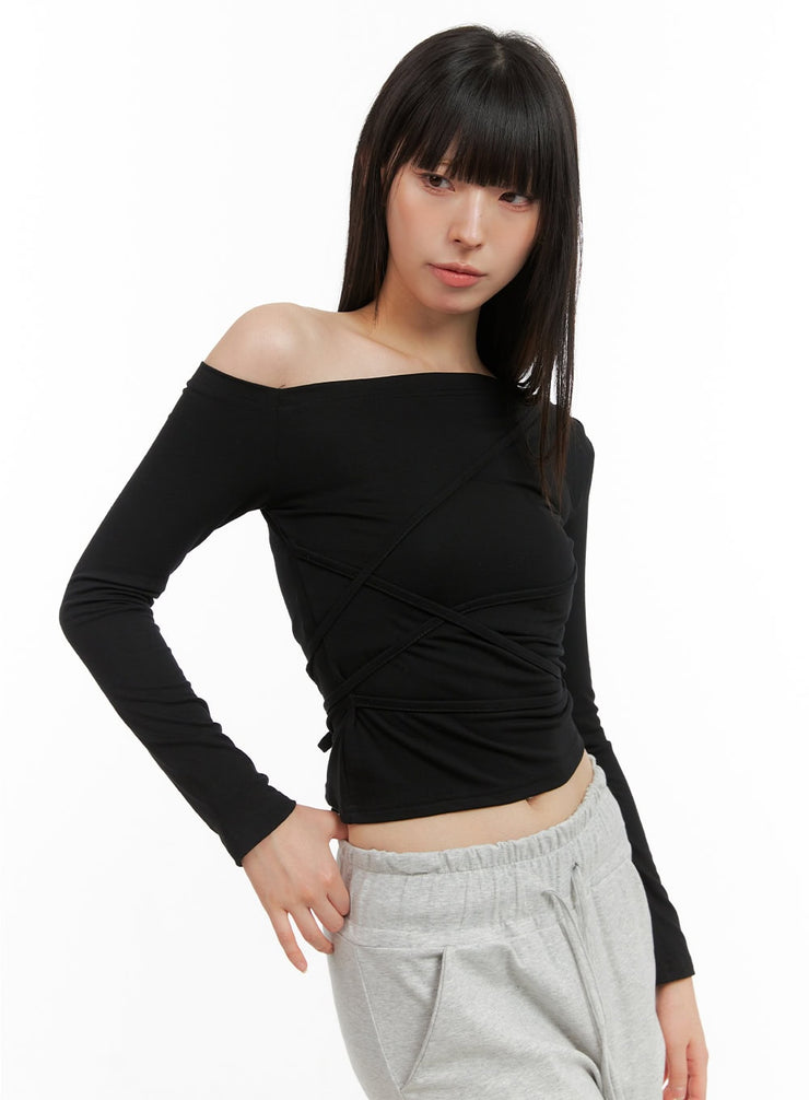 uneven-chic-one-shoulder-crop-top-cg419 / Black