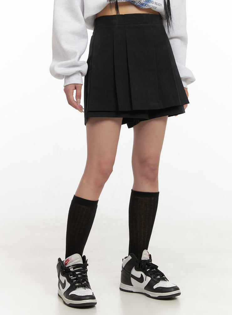 pleated-mini-skort-cd406 / Black