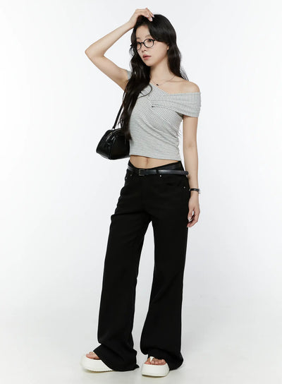amaiyah-low-rise-summer-bootcut-pants-iy511 / Black
