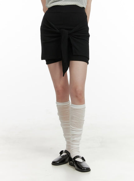 front-wrap-cotton-shorts-cy414 / Black