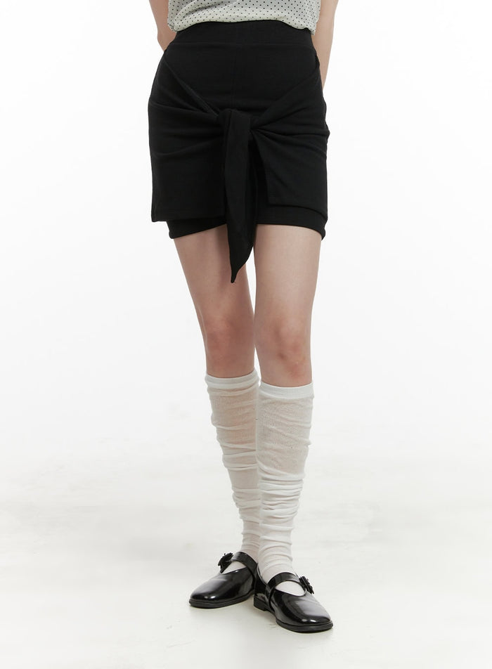 front-wrap-cotton-shorts-cy414 / Black