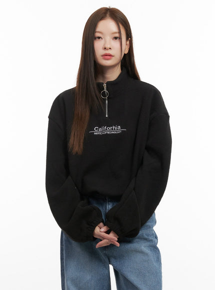 cozyletter-half-zip-sweatshirt-od417 / Black