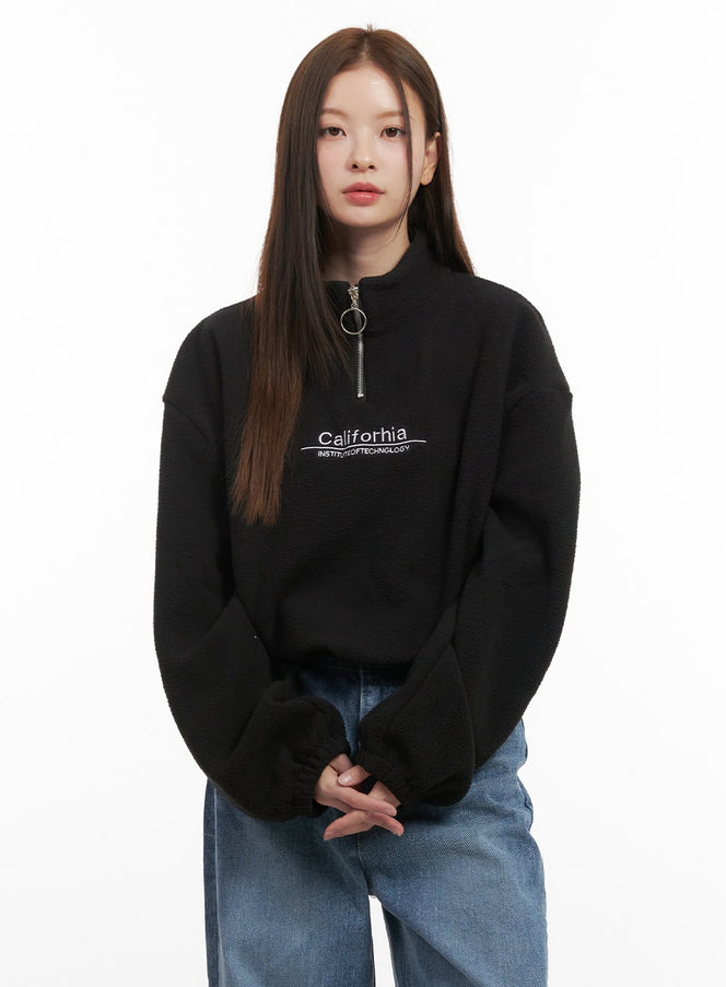 cozyletter-half-zip-sweatshirt-od417 / Black