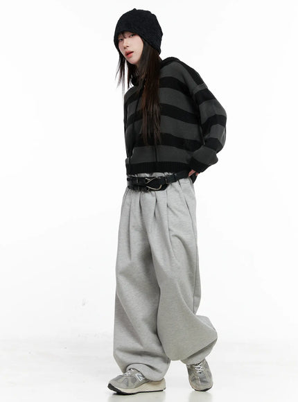 striped-half-buttonsweater-hoodie-co521 / Black