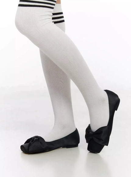 satin-bow-ballet-flats-im502 / Black
