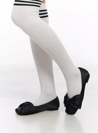 satin-bow-ballet-flats-im502 / Black