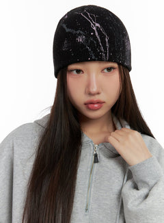 colorful-acrylic-paint-beanie-cn411 / Black