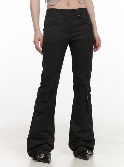 cargo-low-waist-bootcut-pants-cj516 / Black